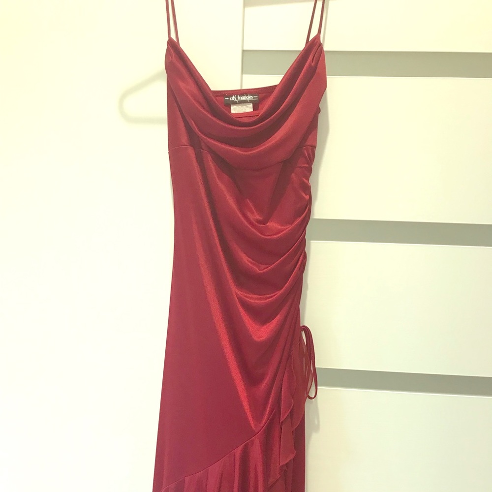 Red Spanish style satin dress